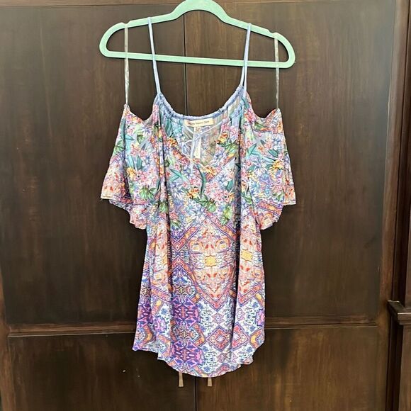 Nanette Lepore Women's Festival Cold-Shoulder Tunic Dress Cover-Up Size M/L - Picture 2 of 6